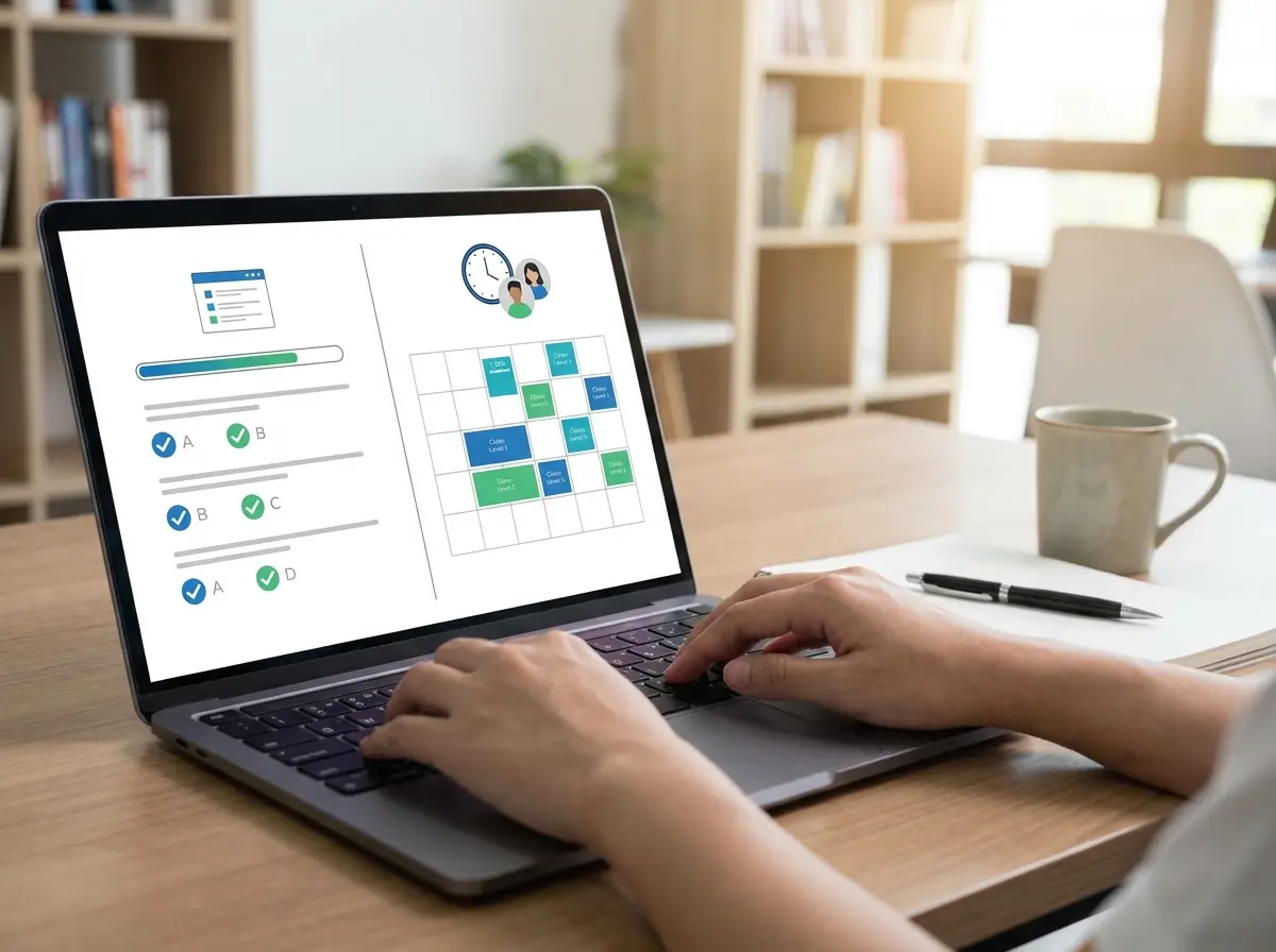 Essential Features of an Online Enrollment System for Language Schools: Placement Test and Class Schedule