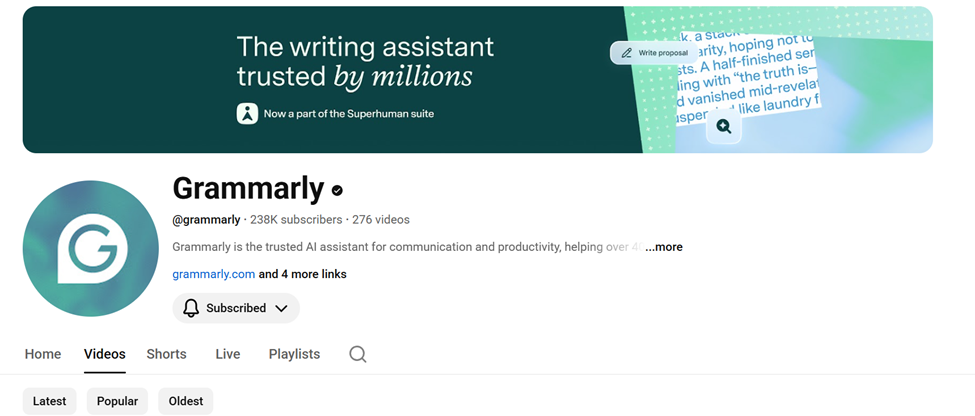 Grammarly YouTube Screenshot