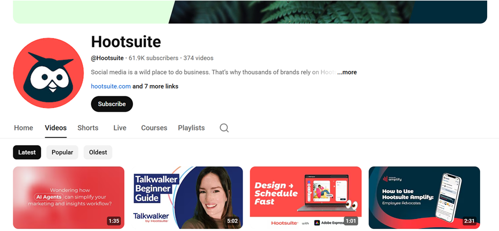 Hootsuite YouTube Screenshot